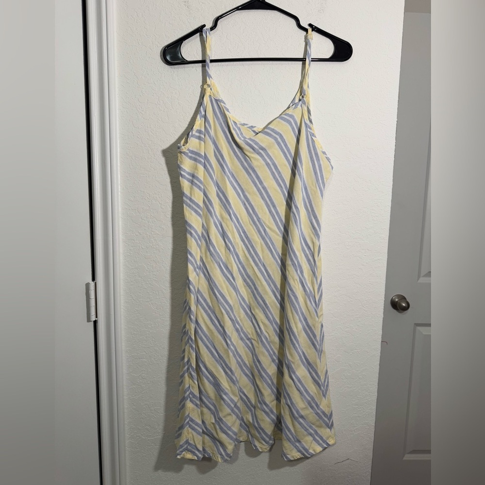 Flax Adjustable Spaghetti Strap Striped Linen Ble… - image 8